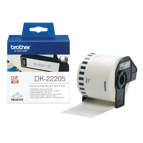 Brother Cinta de papel continuo blanca, 62mm x 30,48m